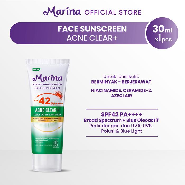 Gambar Marina Expert White & Glow Daily UV Shield Face Sunscreen 30ml - Acne dari TempoStore undefined Tokopedia