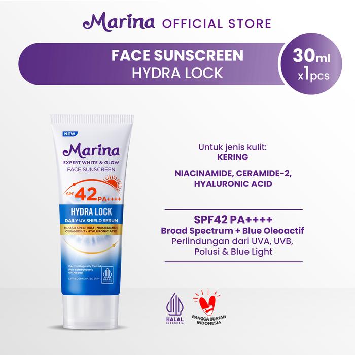Gambar Marina Expert White & Glow Daily UV Shield Face Sunscreen 30ml - Hydra Lock dari TempoStore undefined Tokopedia