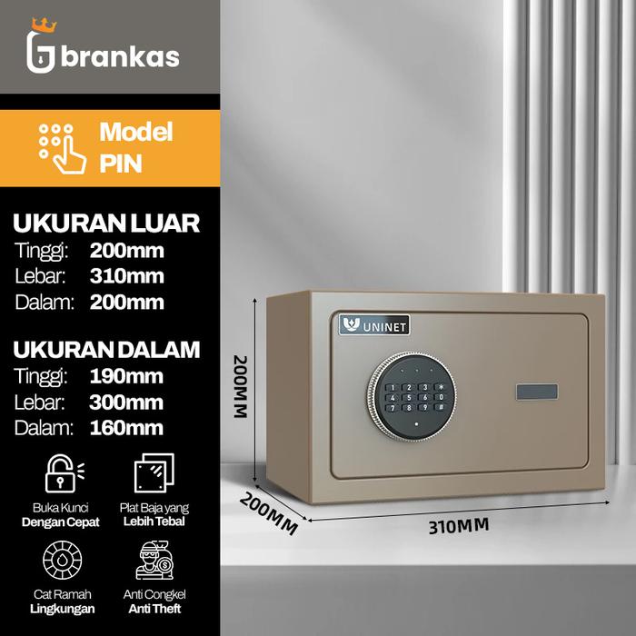 Gambar Brankas Digital Ukuran 31x20x20 Bahan Besi Tebal Anti Maling PIN dan Fingerprint Sidik Jari Password Tempat Penyimpanan Uang dan Emas Perhiasan Safety Box Krisbow Deli - Brown PIN dari Toko Brankas Gloria undefined Tokopedia