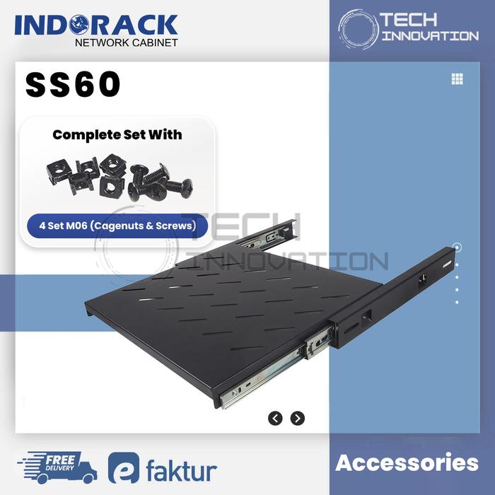 Gambar INDORACK Sliding Shelf Depth 400 - 750mm Tatakan Ambalan Rack Server - SS60 dari Tech Innovation Store undefined Tokopedia