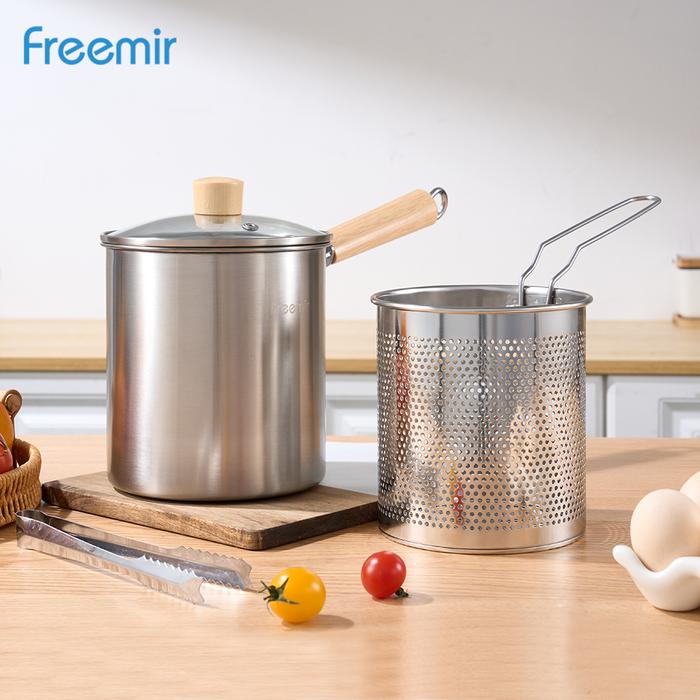 Gambar freemir Panci Deep Fry 12 CM  4in1 Saringan Stainless Steel Fryer Pot Set - 16 cm dari freemir Electric Store undefined Tokopedia