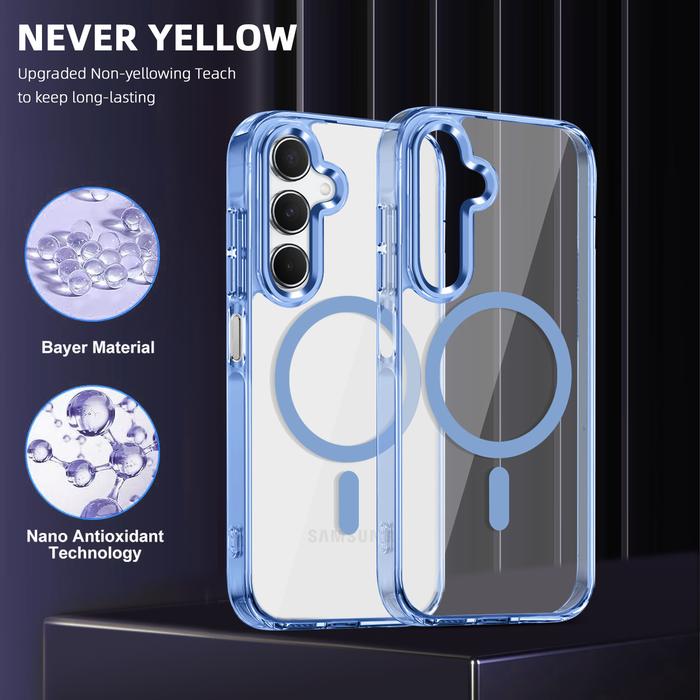 Gambar Magsafe Plating Samsung Galaxy A56 A55 A54 A16 A35 A34 A36 S24 FE S24 ULTRA  Hardcase Magsafe Plating List Crystal PC AIrbag Anti Yellow Case - Biru Muda, A56 dari Toko Case Jakarta undefined Tokopedia
