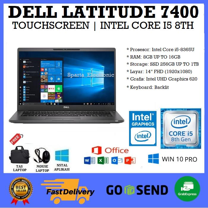 PROMO Laptop Dell Latitude 7400 Touchscreen Core I5 Gen Ram 8GB SSD  256GB BERGARANSI Mulus 7400 I5 8TH TS, 8GB/256GB