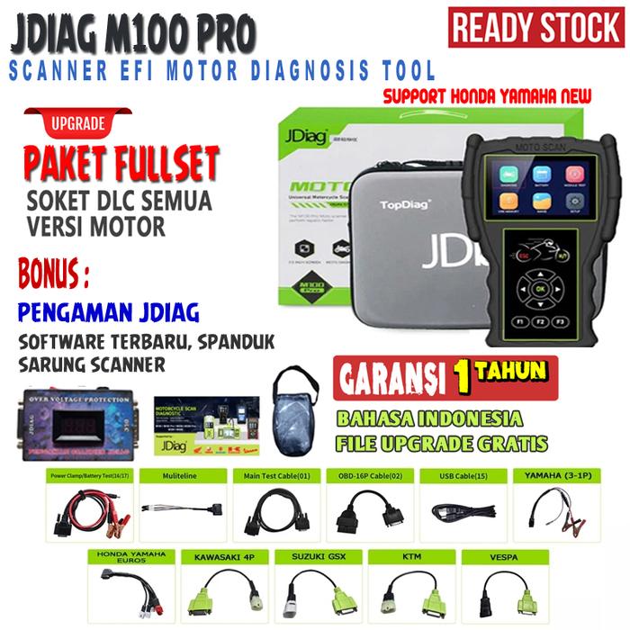 Gambar [NEW] JDiag M100 PRO Motor Scanner Function Diagnostic Tool EFI JDIAG M100PRO ORIGINAL - FULLSET, NON UPGRADE dari SerbaAdaTech undefined Tokopedia