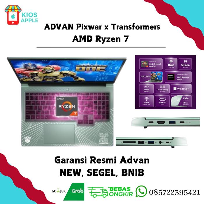 Gambar ADVAN Pixwar x Transformers AMD Ryzen 7 6800H 16GB/512GB 15.6" Inch IPS FHD Laptop Gaming Windows 11 dari KiosGadgetCom undefined Tokopedia