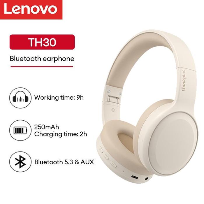 Gambar READY STOK Lenovo Thinkplus TH30/TH10 Headset Bluetooth V5.3 Wireless Bluetooth Headphone Bass Gaming Music tws Hedset for Android IOS PC - TH30-krem dari BOSCHTEK ID undefined Tokopedia