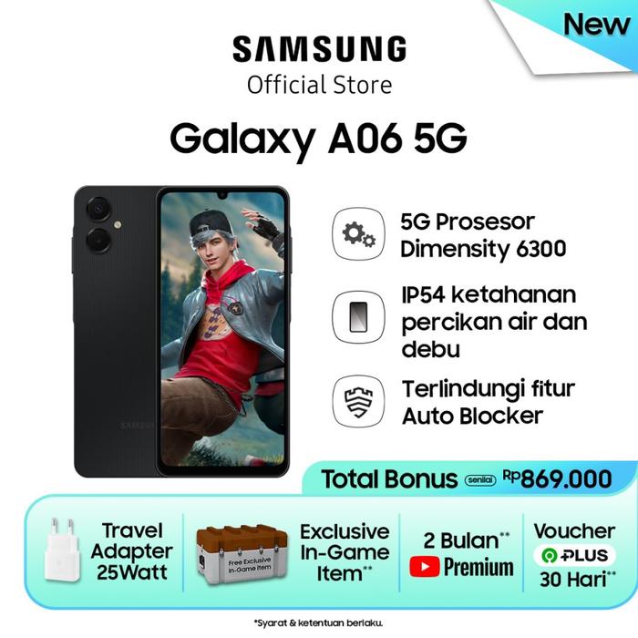 Gambar [ TERLARIS ] HP SAMSUNG Galaxy A06 5G 6/128 GB Original Resmi Official Store Mall Ori Promodazzle - 6/128 Black dari DZL Official Store undefined Tokopedia
