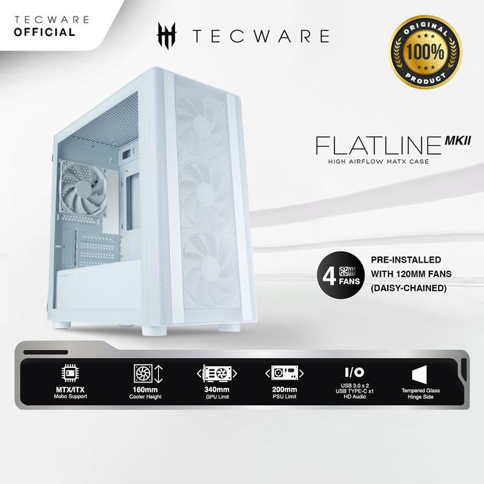 Gambar TECWARE FLATLINE TG MK2 - Clean & Seamless mATX Case / Casing PC - Putih, Tanpa Kayu dari Tecware Indonesia undefined Tokopedia