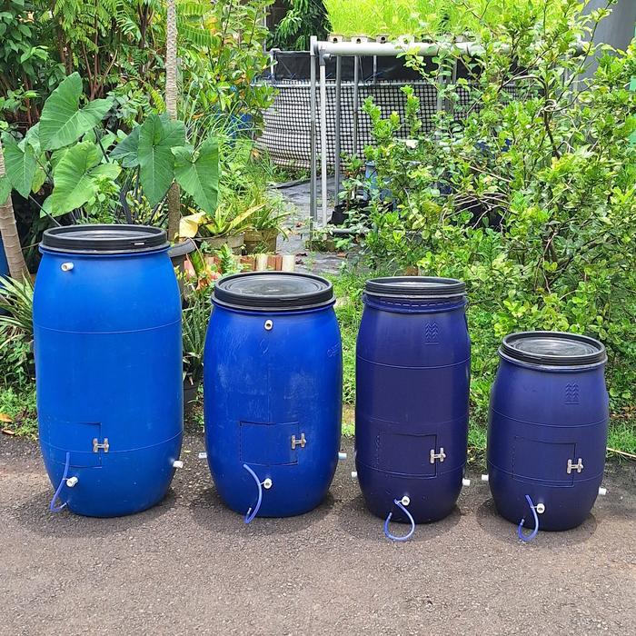 Gambar KHUSUS GRAB GOSEND Drum Composter Tong Komposter untuk Olah Sampah Organik Dapur dan Daun Kering Menjadi Pupuk Kompos dan Pupuk Organik Cair Lindi POC - Drum 120 Liter dari Simon Peter New undefined Tokopedia
