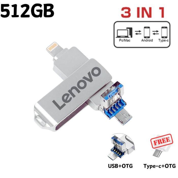 Gambar 1TB Lenovo 3 in 1 IOS OTG USB Flash Drive 1TB Rotation Pen Drive for iPhone/Android/PC [ISO+Micro+USB] - 512GB dari SIGMA 77 STORE undefined Tokopedia