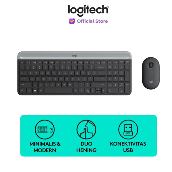 Gambar Logitech MK470 Ultra Slim Wireless Keyboard Mouse Combo Silent Tombol senyap - Hitam dari Click & Go Tokopedia undefined Tokopedia