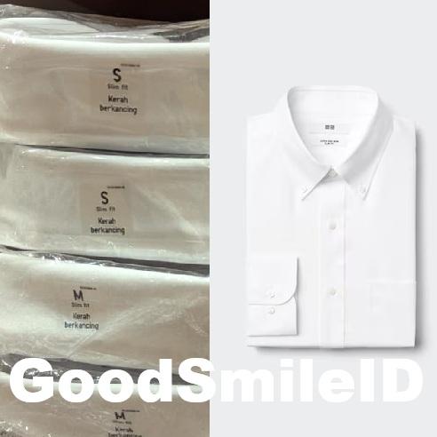Gambar UNIQLO KEMEJA FINE CLOTH SUPER NON IRON SLIM BUTTON DOWN PANJANG PRIA - WHITE, S dari Good Smile ID undefined Tokopedia