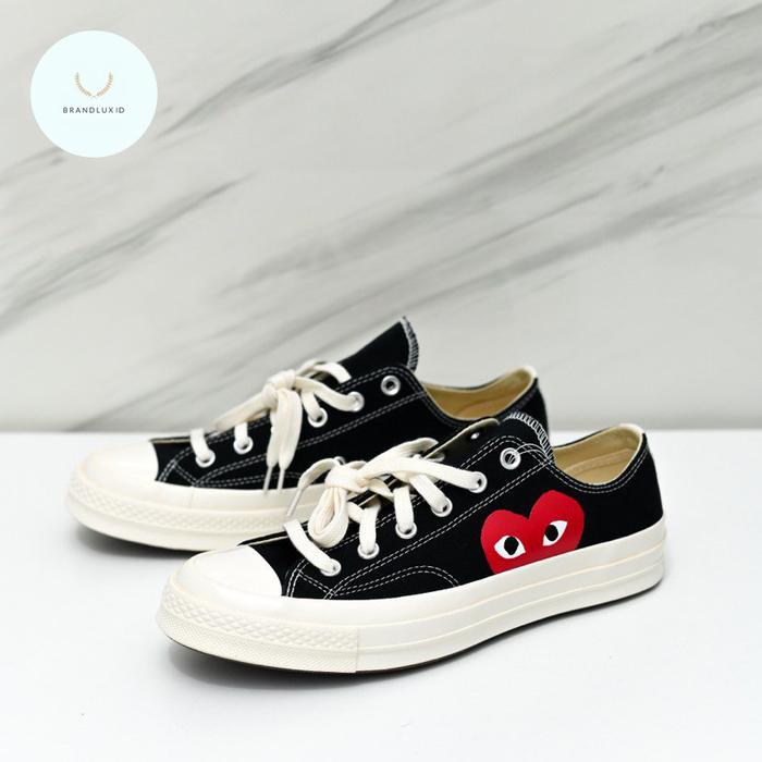 Gambar CDG x Converse Chuck Taylor Low Top Sneaker Black & Off White - Black, 8 dari Brandluxid undefined Tokopedia