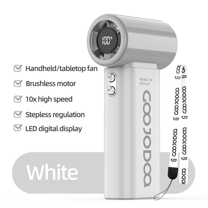 Gambar GOOJODOQ High speed Pocket kipas angin  Mini Fan 10x Enhanced Wind Strength LED Screen and Portable Lanyard 4000mAh Endurable Battery - Putih dari GOOJODOQ Audio Prime undefined Tokopedia