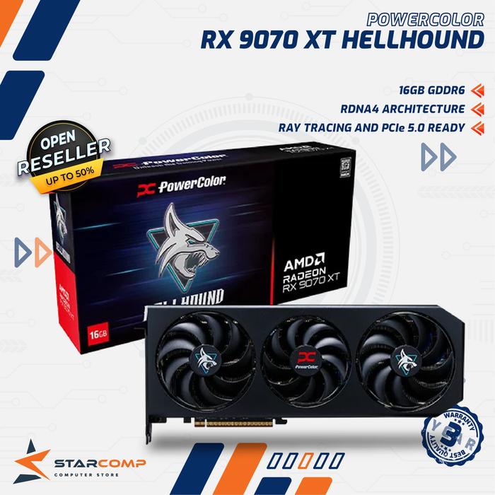 グラフィックボード・グラボ・ビデオカード PowerColor Hellhound RX 9070 XT 16GB Karta graficzna PowerColor RX 9070 XT Hellhound OC 16 GB • Cena