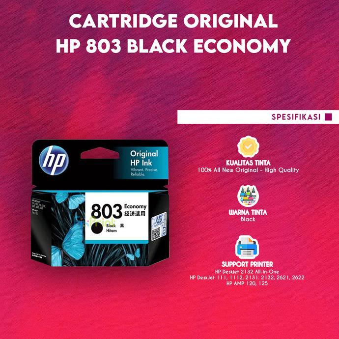 Gambar Hp 803 Color F6V20Aa Cartridge Tinta Printer Deskjet 2132 2623 1112 - Black dari Toko_Devy undefined Tokopedia