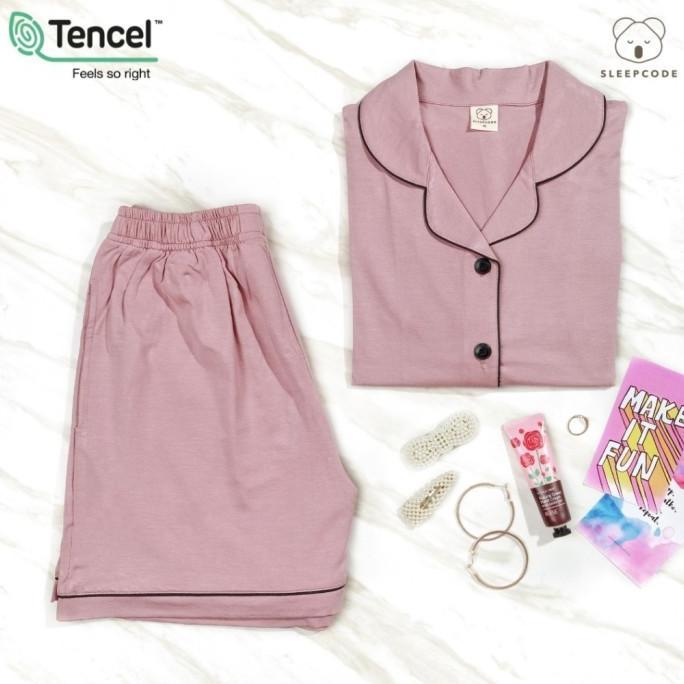 Gambar Sleepcode - Aurel Piyama Celana Pendek Baju Tidur Wanita Tencel Modal - Dusty Pink, S dari Enigma Rins undefined Tokopedia