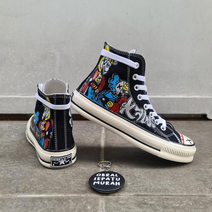 Gambar OBRAL SEPATU CONVERSE 70S HIGH X KAWS COMPANION CHUCK TAYLOR BLACK WHITE IMPORT QUALITY 38-43 - COMPANION HITAM, 36 dari our star undefined Tokopedia