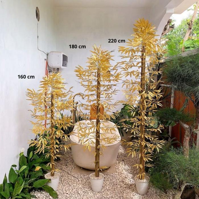 Gambar Pohon Bambu Artificial Tinggi  / Tanaman Artificial Bambu / Tanaman hias - Gold tanpa pot, bambu 220 dari Raja Grosir indo_NEW undefined Tokopedia