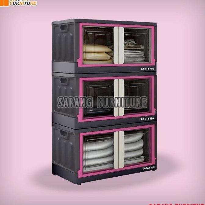 Gambar CONTAINER BOX Multipurpose Folding Cabinet LEMARI LIPAT PLASTIK TABITHA JUMBO Tabitha MPFC Container Box JUMBO 60L - PINK ( 1BOX ) dari duaputri33 undefined Tokopedia
