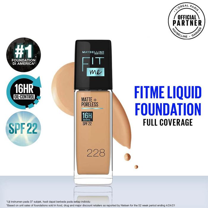 Gambar (KACA) MAYBELLINE FIT ME MATTE + PORELESS FOUNDATION | FOUNDATION ALAS BEDAK by NATURNIC - 228 - Soft Tan dari Latopia, undefined Tokopedia
