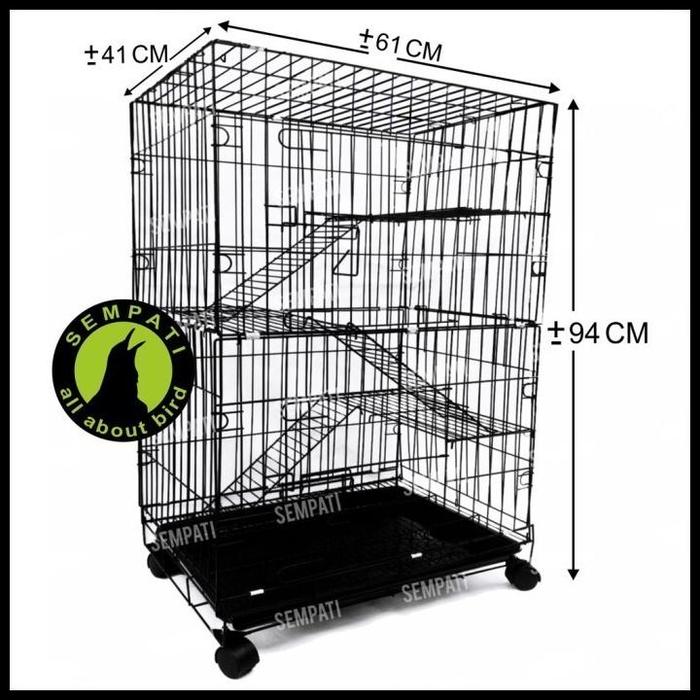 Gambar Khusus 3 Jam Sampai Instan Grab Gojek Kandang Kucing 60 3 Tingkat Kandang Kucing 60X40X90 Size Large Kcg3L Promo - HITAM PREMIUM dari Petzone Outlet undefined Tokopedia