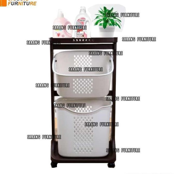 Gambar TABITHA Laundry Basket Rak Keranjang Baju Kotor MPTL TABITHA Murah Original Keranjang Baju Serbaguna Minimalis - 2 SUSUN dari duaputri33 undefined Tokopedia