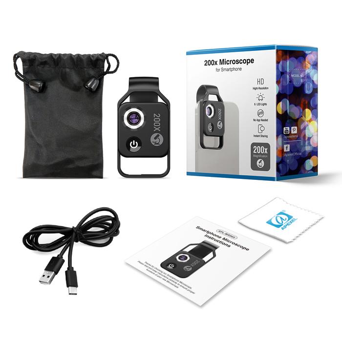 Gambar APL MS002 MS009 200X 100X Magnification microscope lens led light lensa kamera HP universal mikroskop mikro zoom 200X 100X lensa tambahan HP makro macro - 200X APL MS002C dari Tropic elektronik aksesoris undefined Tokopedia