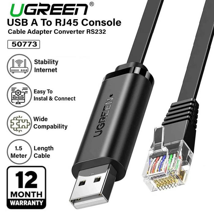 Gambar UGREEN Kabel Lan Ethernat To USB-A 50773 / USB-C 80186 RJ45 Console Cable RS232 - USB-A dari Mugen Computer undefined Tokopedia