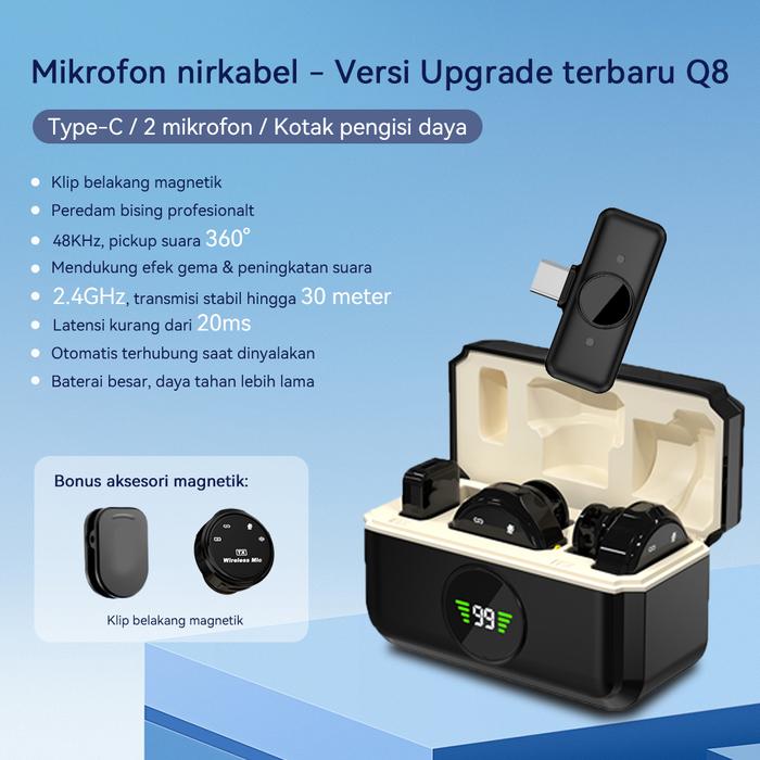 Gambar Hollyland Lark Q8 Dual Wireless 2-In-1 Clip On Mic Ponsel Lavalier Mikrofon Profesional dengan Charging Case untuk Laptop Komputer - For type-c dari 3CPAL undefined Tokopedia