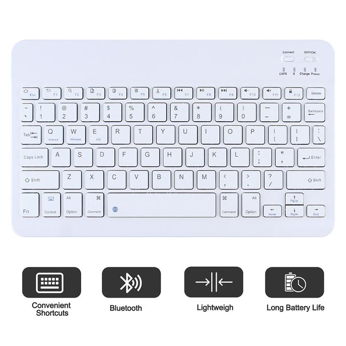 Gambar ITEL Pad 1 (P10001L) / Pad 2 (P10002L) Cute Aesthetic Flip Book Cover with Keyboard Bluetooth Case Universal ALL Tablet High Quality Leather - Keyboard Putih dari HahaStore ID undefined Tokopedia