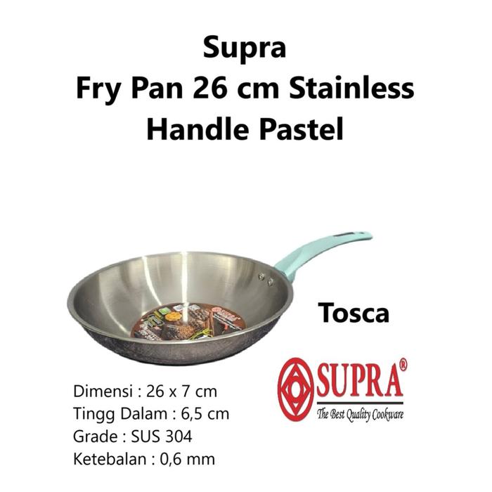Gambar Supra Frypan Wajan Penggorengan Stainless Fry Pan 26 Cm Hanlde Pastel SUS 304 - Tosca dari Home Electro undefined Tokopedia