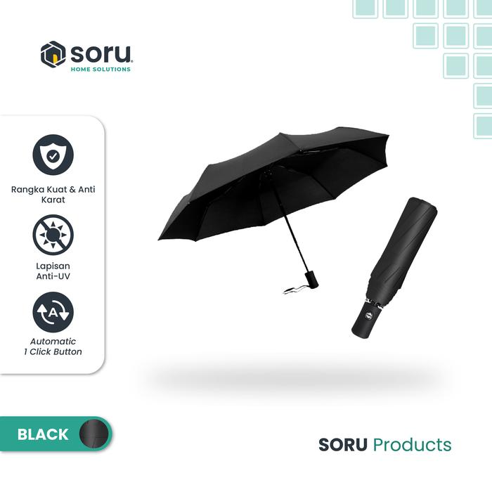 Gambar SORU - Payung Lipat Otomatis Anti UV Premium - Umbrella Automatic Foldable Sun Protection Anti Panas - Black dari Soru Indonesia Kota Bandung Tokopedia