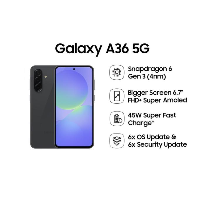 Gambar Samsung Galaxy A36 5G 8/256GB | 12/256GB 6.7 Inch Garansi Resmi - Black, 8/256GB dari Andalas Cellular_NEW undefined Tokopedia