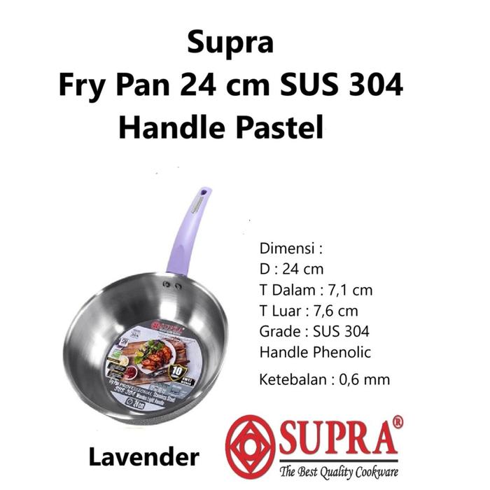 Gambar Supra Frypan Wajan Penggorengan Stainless Fry Pan 24 Cm Hanlde Pastel SUS 304 - Tosca dari Home Electro undefined 4 Tokopedia