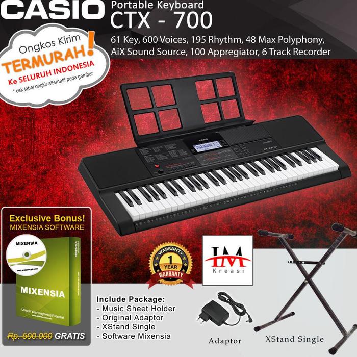 Gambar Six Stereo - Keyboard Casio CTX-700 + Stand/ CT-X700 / CTX700 -diatas psr e263 e363 - Paket B dari Six Stereo undefined Tokopedia