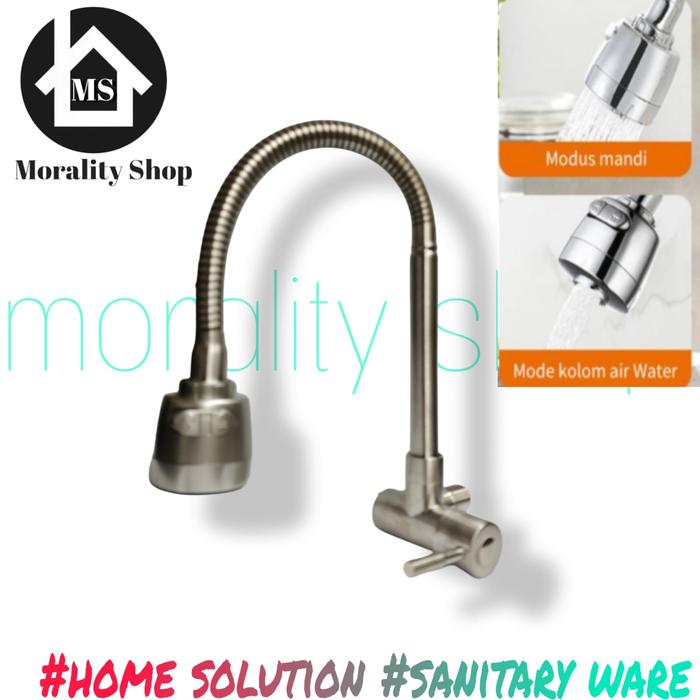 Gambar Kran Angsa Flexible Stainless 304-Keran Tembok Dapur cuci piring S3002 - s3002 dari Morality olshop undefined Tokopedia