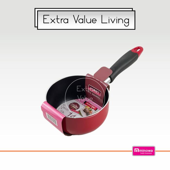 Gambar MINOWA Panci Rebus Mpasi Anti Lengket Sauce Pan Marble 14 CM Panci Susu / Mie Teflon Anti Lengket - Cherry Red dari Extra Value Living undefined Tokopedia