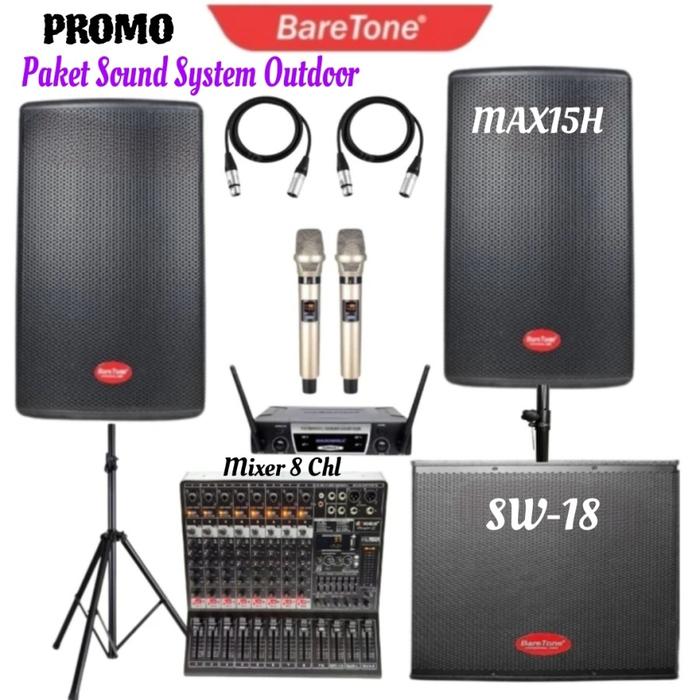 Gambar Paket Sound System Outdoor Baretone Max15H+Subwoofer SW18+Mixer 10 Chl+Mic Komplit Dan Lengkap dari teleshop88 undefined Tokopedia