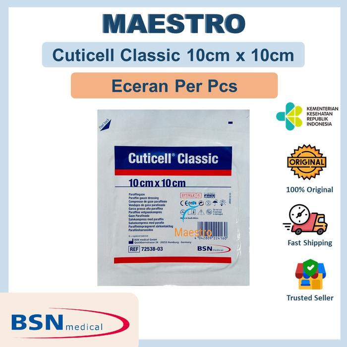 Gambar Cuticell Classic 10cm x 10cm BSN Medical Tulle Dressing Steril Kasa Jaring Pembalut Luka 10x10 10 cm x 10 cm Eceran Per Pcs dari Maestro Medika undefined Tokopedia