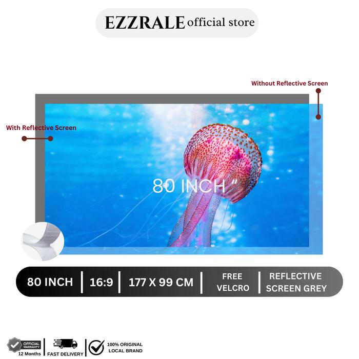 Gambar Reflective Screen Projector Import Quality 80" Inch - RF80 INCH dari EZZRALE undefined Tokopedia