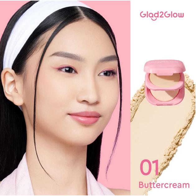 Gambar Glad2Glow Perfect Blurring POWDER FOUNDATION TWC | Setting Two Way Cake with Squalane & Vitamin E - 01 Butter Cream dari fancyshop.id undefined Tokopedia