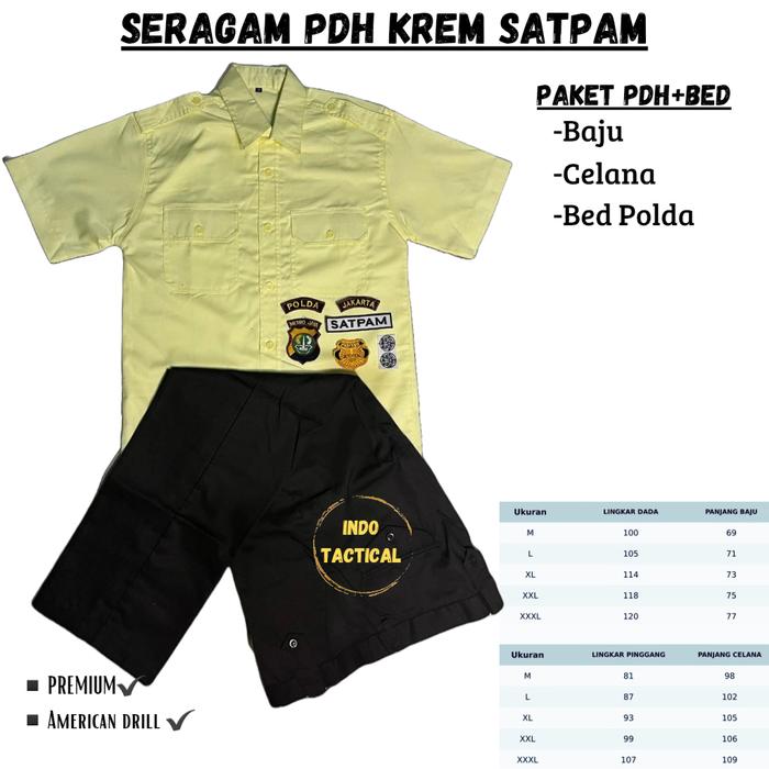 Gambar Seragam Satpam Cream,Stelan PDH/PDL Krem terbaru,Seragam Security Baru - PDH KREM+BED, M dari INDO TACTICAL -NEW- undefined Tokopedia