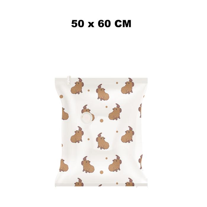 Gambar Kantong Plastik Vakum Portabel Kantong Penyimpanan Tahan Air Plastik Vakum Travel Terbaru ZK-4 -  Kapibara50x60 dari Oliviv_store undefined Tokopedia