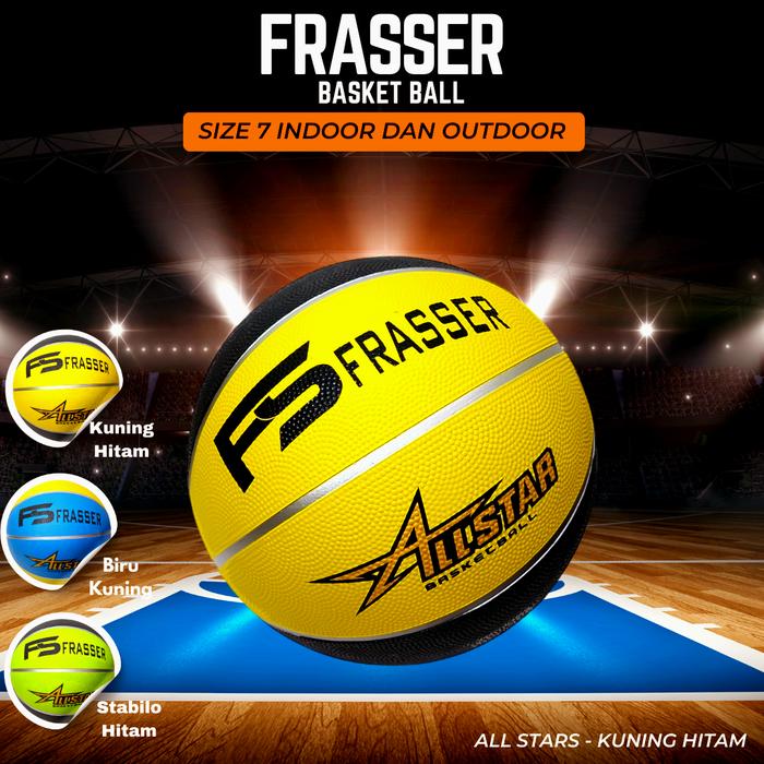 Bola Basket Olahraga Basketball Karet Natural Rubber Original Size  Termurah BBS RB 17 KUNING HITAM