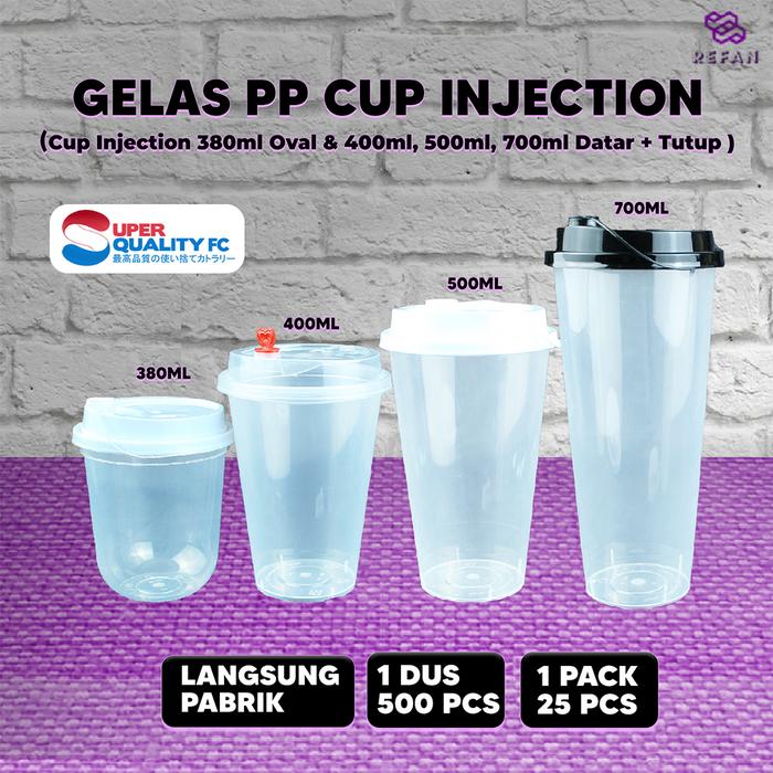 Promo PP Cup Injection Oval 380ml 12oz & Datar 500ml 16oz & 700ml 24oz ...