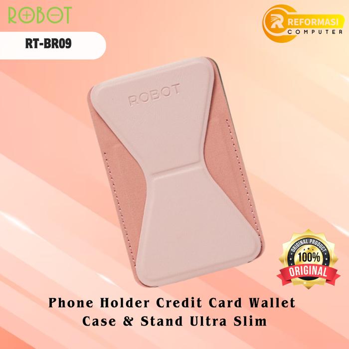 Gambar Phone Holder Robot RT-BR09 Credit Card Wallet Case & Phone Holder Stand Ultra Slim - Merah Muda dari Reformasi Computer undefined Tokopedia