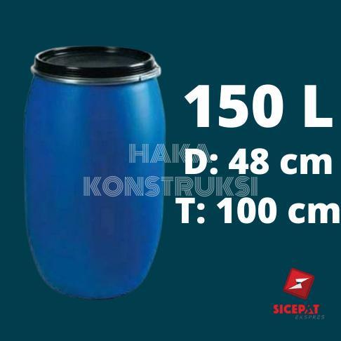 Gambar Ada Tong / Drum Air / Drum Tempat Sampah Plastik Tebal 150 Liter L - Biru - Tanpa Pegangan dari Plastic Absolute store undefined Tokopedia