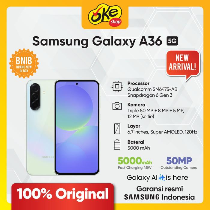 Gambar Samsung Galaxy A36 5G (8/256GB) - Garansi Resmi Samsung Indonesia - LIME dari Okeshop BEC UG Z.02-03 undefined 5 Tokopedia