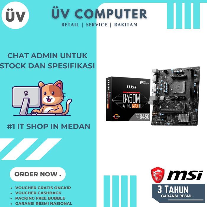 Jual [NEW] MOTHERBOARD MOBO MSI B450M-A PRO MAX II DDR4 AMD